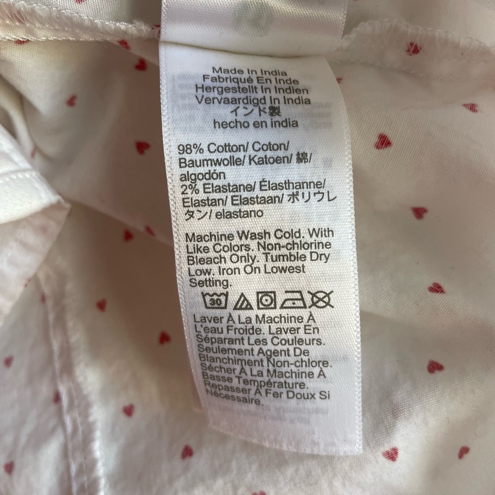 J. Crew Mini Heart Print White Ruffle Button Down Blouse Size M - Picture 7 of 7